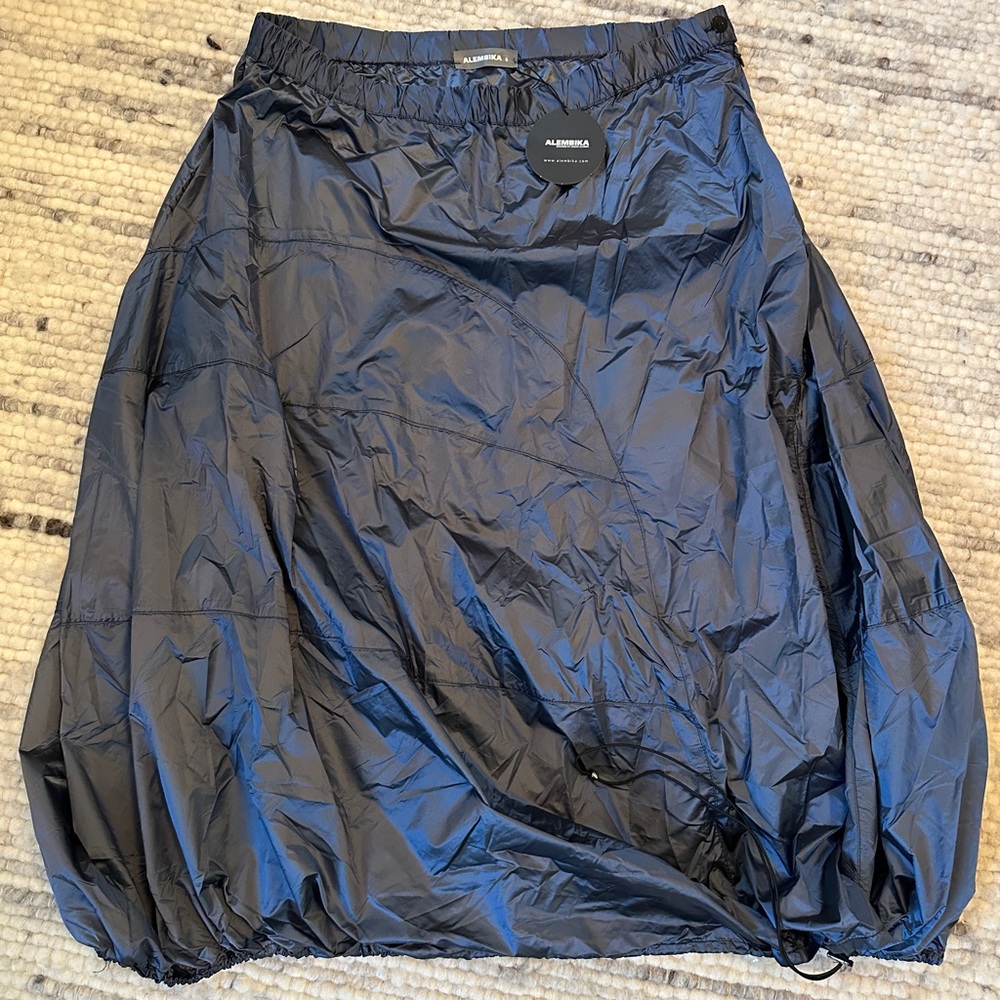 Women's Navy Balloon Midi Skirt - Picture 4 of 11